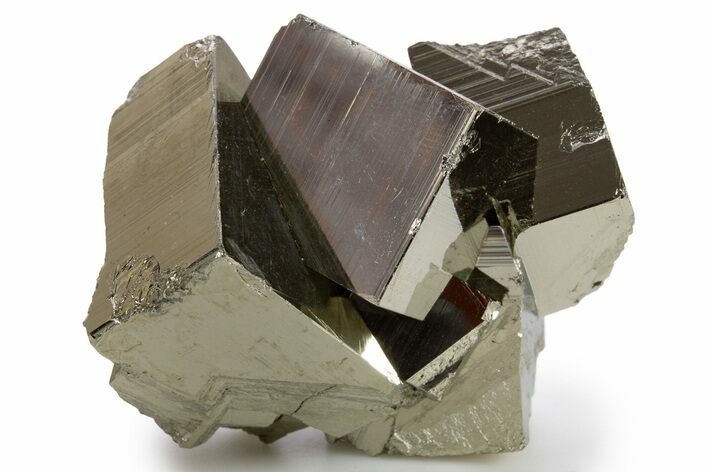 Gleaming Striated Cubic Pyrite Cluster - Peru #341543